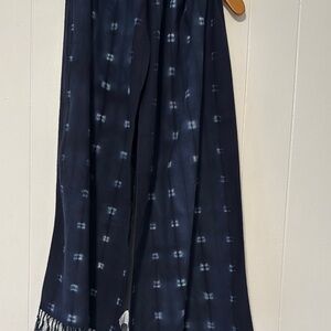 Navy Blue Patterned Scarf